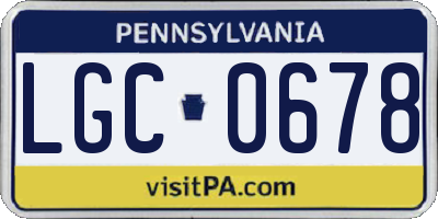 PA license plate LGC0678