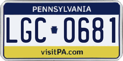 PA license plate LGC0681