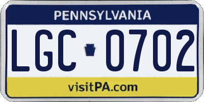 PA license plate LGC0702