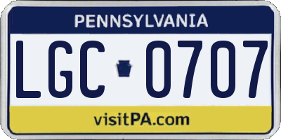 PA license plate LGC0707