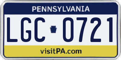 PA license plate LGC0721