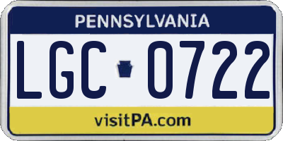 PA license plate LGC0722