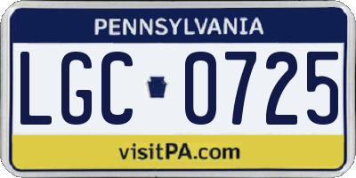 PA license plate LGC0725