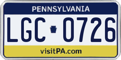 PA license plate LGC0726