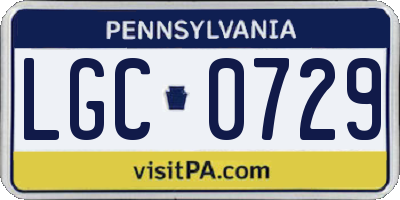 PA license plate LGC0729