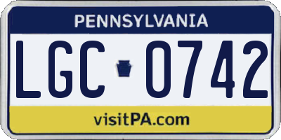 PA license plate LGC0742