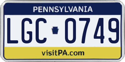 PA license plate LGC0749