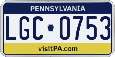 PA license plate LGC0753
