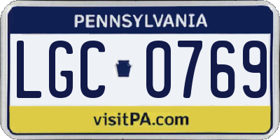 PA license plate LGC0769