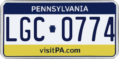 PA license plate LGC0774