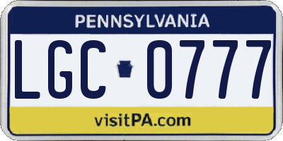PA license plate LGC0777