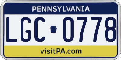 PA license plate LGC0778