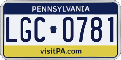 PA license plate LGC0781
