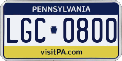 PA license plate LGC0800