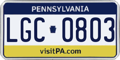 PA license plate LGC0803
