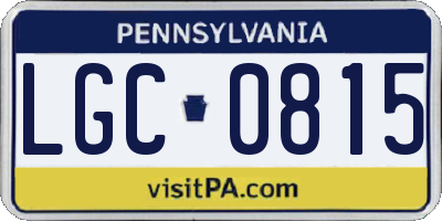 PA license plate LGC0815
