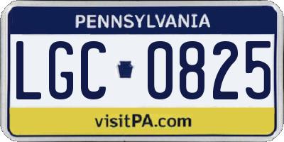 PA license plate LGC0825