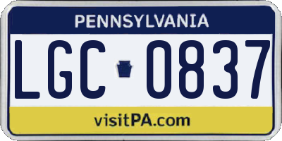 PA license plate LGC0837