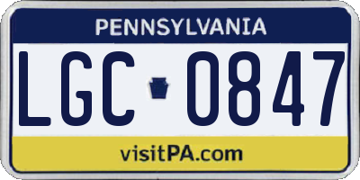 PA license plate LGC0847