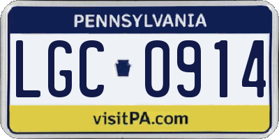 PA license plate LGC0914