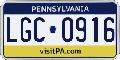 PA license plate LGC0916
