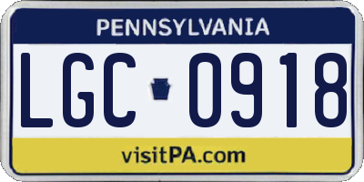 PA license plate LGC0918
