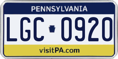 PA license plate LGC0920