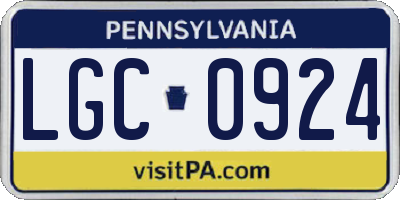 PA license plate LGC0924