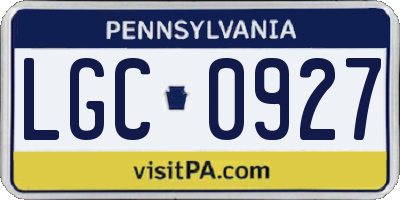 PA license plate LGC0927