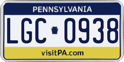 PA license plate LGC0938