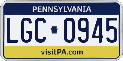 PA license plate LGC0945