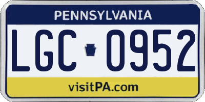 PA license plate LGC0952