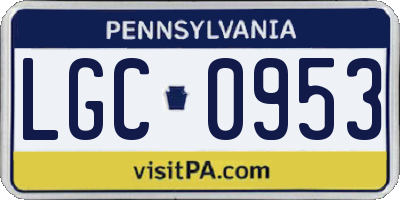 PA license plate LGC0953