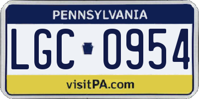 PA license plate LGC0954