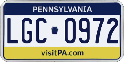 PA license plate LGC0972