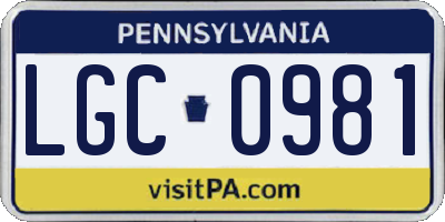 PA license plate LGC0981