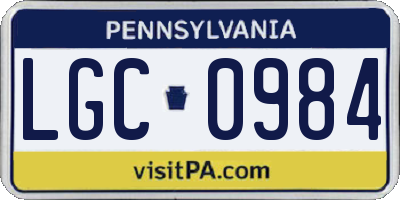 PA license plate LGC0984