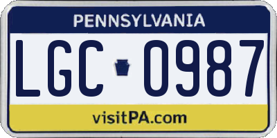 PA license plate LGC0987