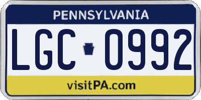 PA license plate LGC0992