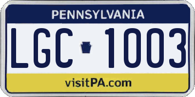 PA license plate LGC1003