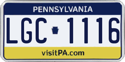 PA license plate LGC1116