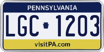 PA license plate LGC1203