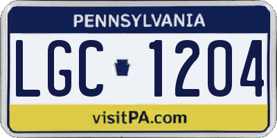 PA license plate LGC1204