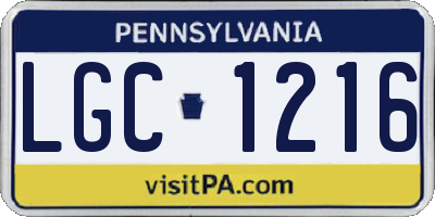 PA license plate LGC1216