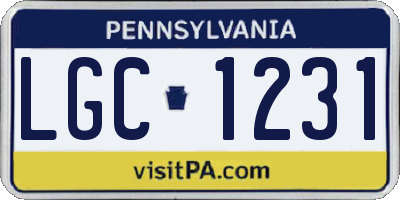 PA license plate LGC1231