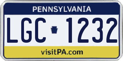 PA license plate LGC1232