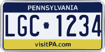 PA license plate LGC1234