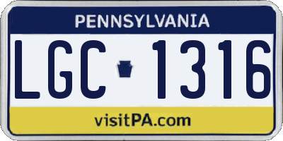 PA license plate LGC1316