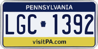 PA license plate LGC1392