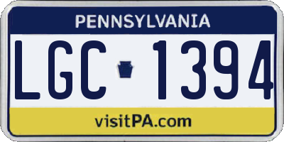 PA license plate LGC1394